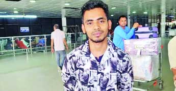 A Bangladeshi migrant worker returns home through Dhaka airport after being defrauded by recruitment agencies in Saudi Arabia - empty-handed and burdened with debt