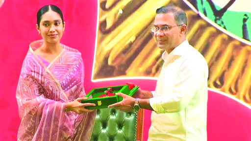 Posthumous Independence Award conferred on former Prime Minister and BNP Chairperson Khaleda Zia in recognition of her contributions to independence, democracy, and women’s education; the honour was received on her behalf by her granddaughter Zaima Rahman from Prime Minister Tareque Rahman 
