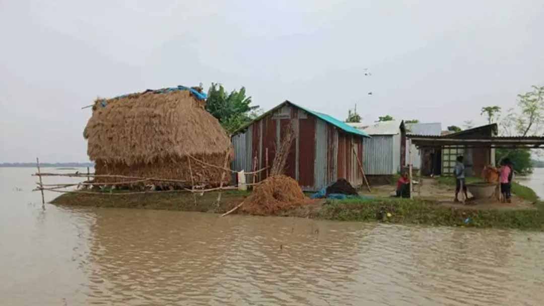 Rising river levels in northeast Bangladesh
