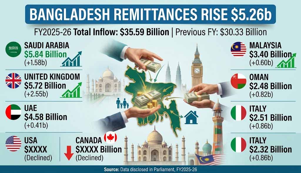 Remittances Rise $5.26b